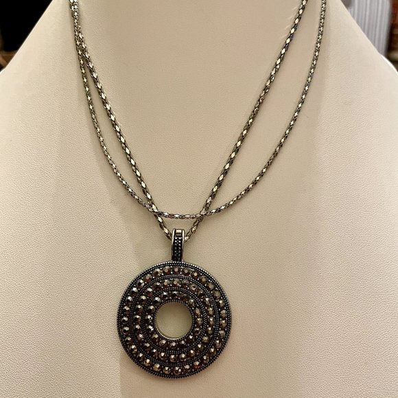 Premier Designs Double Strand Necklace & Removable Pendant - Picture 3 of 9